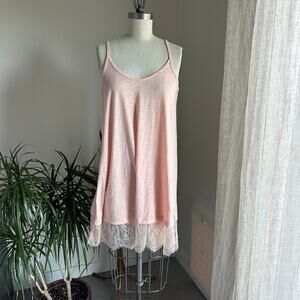 Cecico Womens M Slip Dress Pink Sheer Lace Hem Boho Soft Flowy
